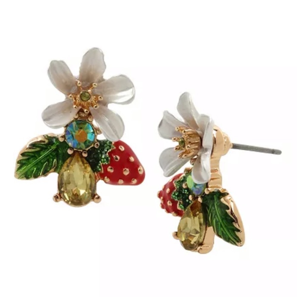 NWT Betsey Johnson Strawberry Cluster Earrings